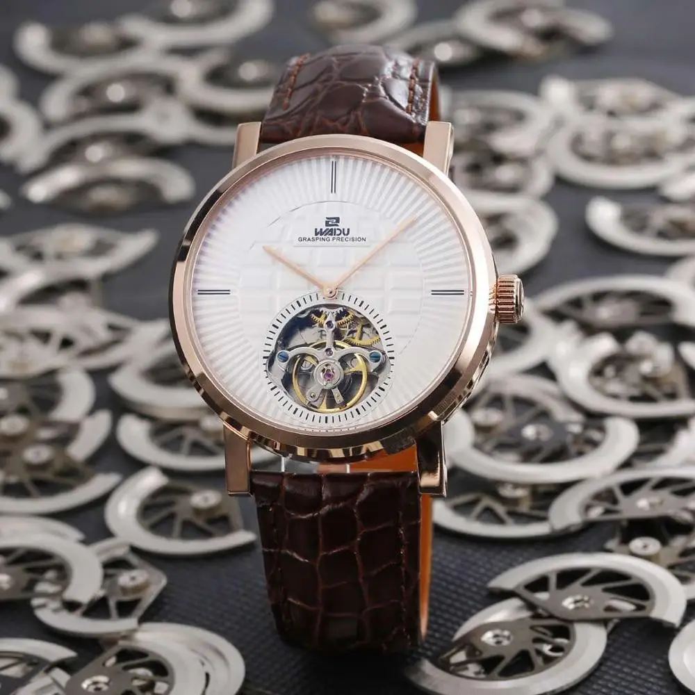 43 мм известный бренд полые Tourbillon автоматические механические мужские часы из