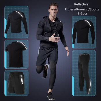 

Vansydical Gym Clothing Set Mens Fitness Running Compression Tights Sportswear Basketball Jerseys Reflective Sports Suit
