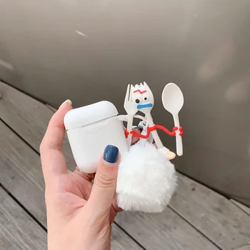 

For Apple AirPods Case Cute Silicone Earphone Cases For Airpods 2 Accessories Headphones Protect Cover Toy Story Doll Key Ring