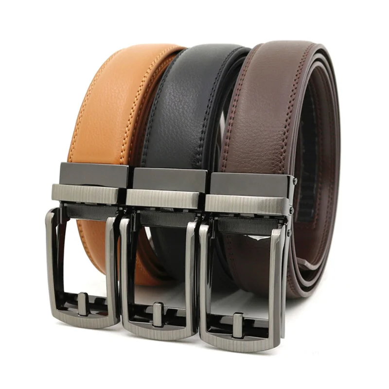 

Top Quality Cow Genuine Leather Men's Belt Cowhide Strap for Male Automatic Buckle Belts for Men Alloy Buckle Belt