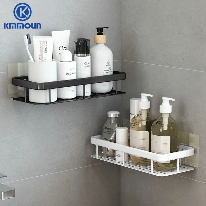 

Double Nail-free Bathroom Shelf Aluminum Square Basket Black/White/Gold Shampoo Shelf Kitchen Storage Rack Toilet Shelf Kmmoun