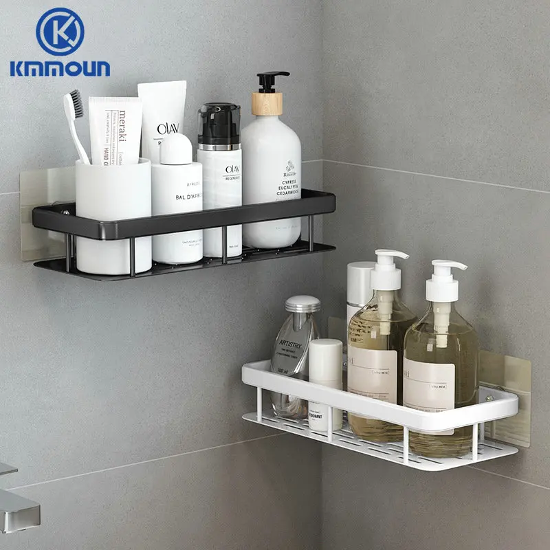 Bathroom Double Shelves Wall Mounted Self Adhesive Kitchen