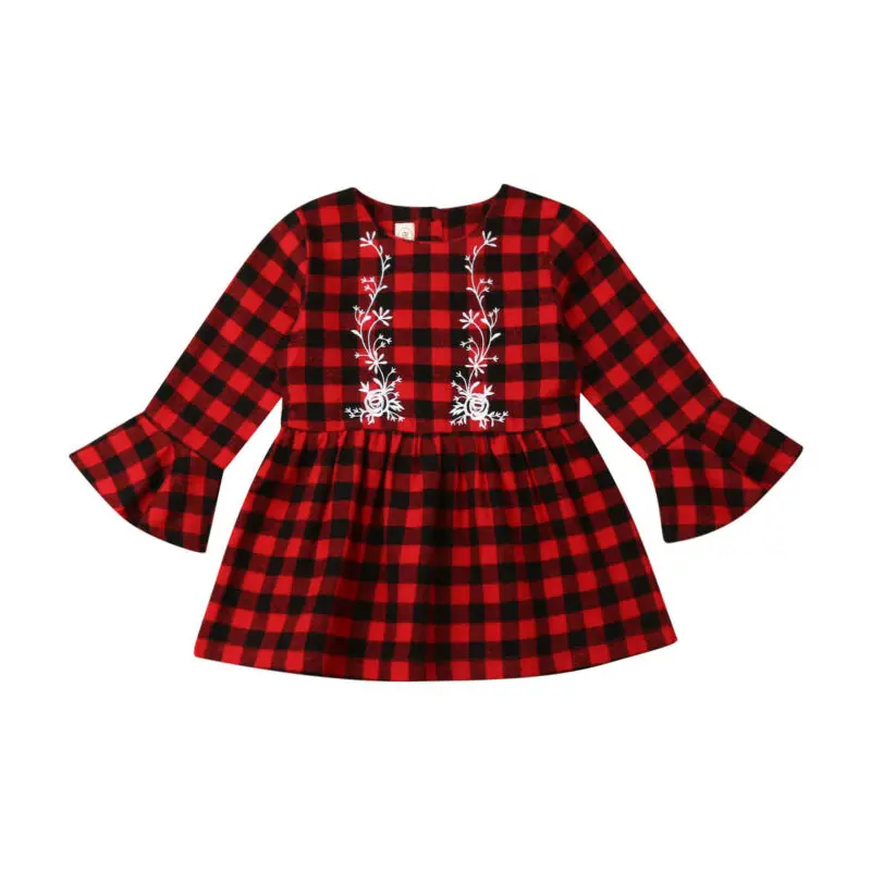 

Christmas Girl Dress Kid Baby Girl Plaid Party Pageant Princess Xmas Long Sleeve Dress Cotton Outfits Sundress Autumn Girl Dress