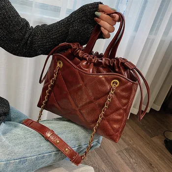 

New Style Fashion Rhombus Chain Shoulder Bag Simple One-Shoulder Handbag