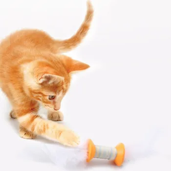 

Cat Toy Scratcher Rolling Sisal Wooden Cylindrical With Colorful Feathers & Bell Toys for Cat Interactive Training Scratching #