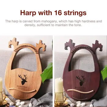 

16-note Lyre Harp Set Hard Mahogany Hard Portable With Tuning Wrench Black Storage Bag Harp Set Exquisite Timbre Easy To Learn/F
