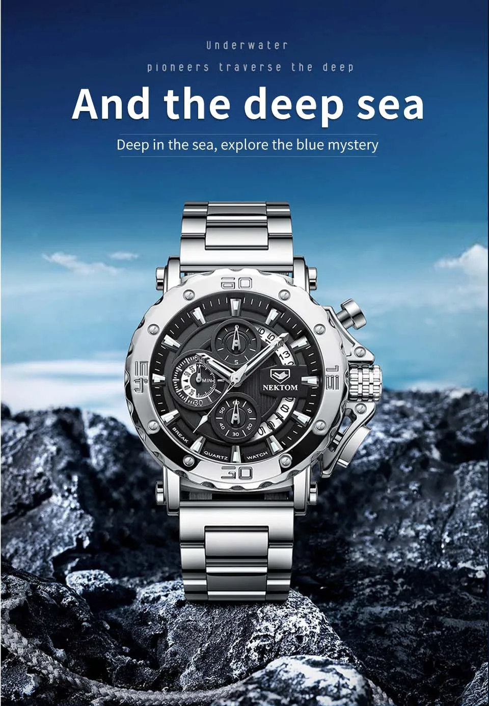 2021 Men Casual Sport Watches Stainless Steel Waterproof Chronograph Clock Top Brand Business Men Wristwatch Gift for Men