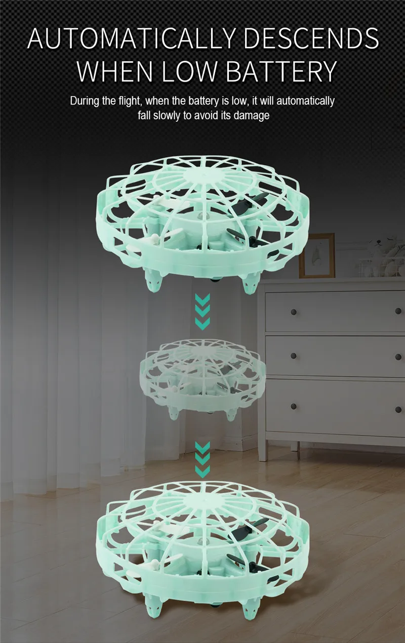 JDRC JD10  Mini Drone UFO Infrared Sensing Control Hand Aircraft Quadcopter Infraed Induction Intlligent Blue/Green RC Kid Toy