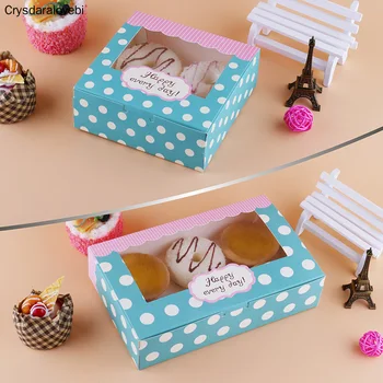 

40 pcs gift box packaging wedding favor paper cake box cookie candy handmade cupcake birthday party present box with window dots