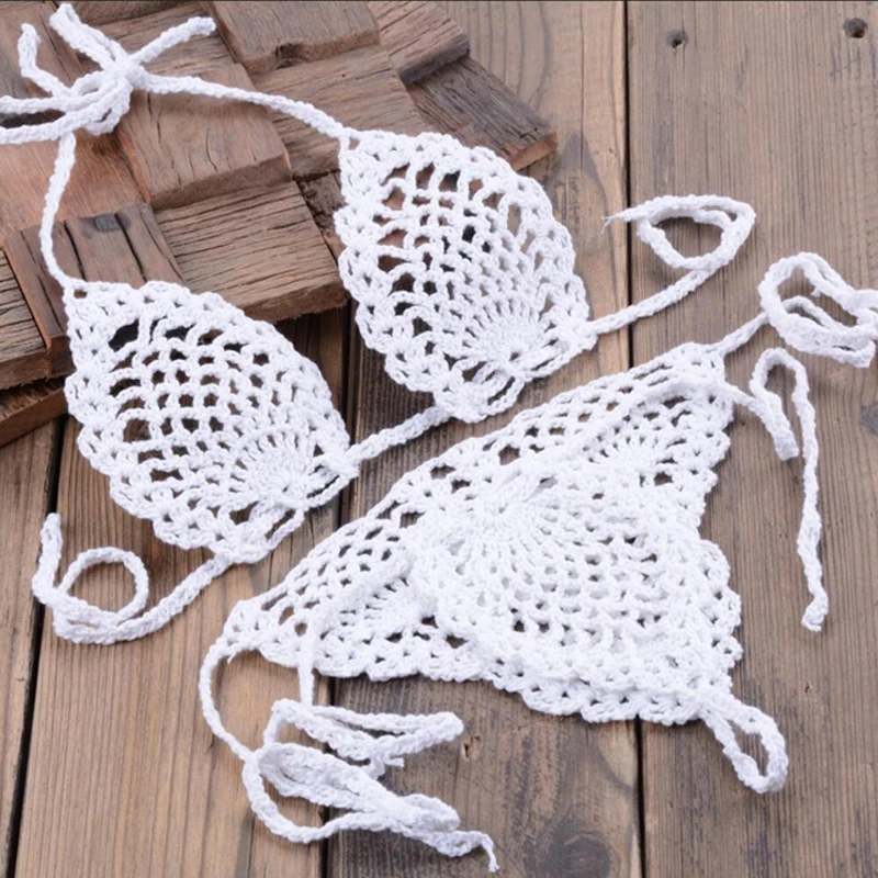 New Handmade Crochet Micro Bikini Top Sexy Black Lingerie Top Mini Bikini Sunbathing Micro Swimwear More Colors Crochet