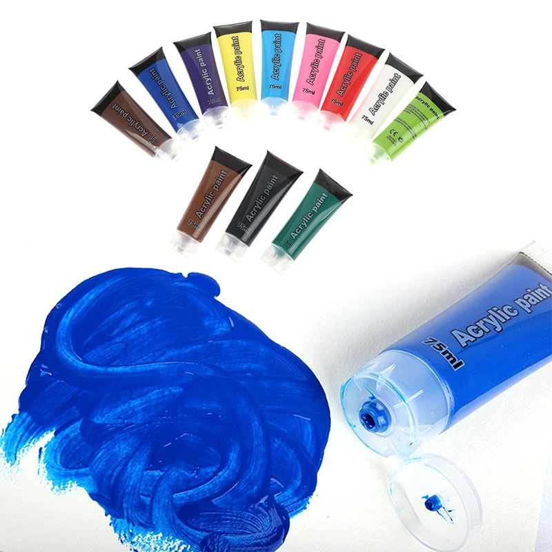 Arts 75ml Acrylic Hose Wall Painting Fabric Paint For Clothing Textile Nail Fiber Pigment Acrylic Paints Big Art Supplies Crafts