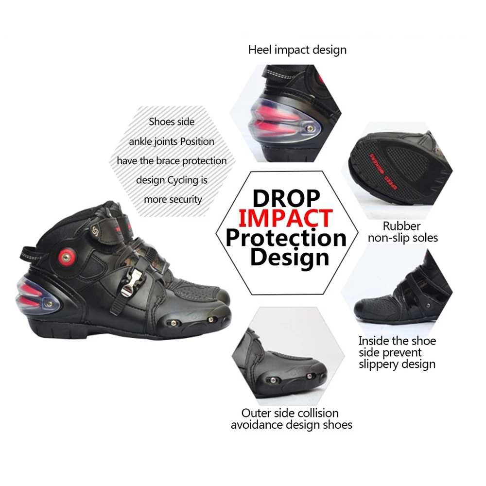 Men Women Motorcycle Boots Motocross Professional Racing Shoes Motorbike Biker Rider Protective Riding Boot Moto Zapatos A9003
