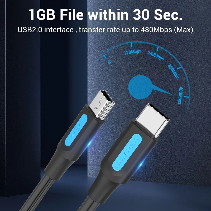 Vention USB C-미니 USB 케이블 유형 C 어댑터(디지털 카메라 MacBook proMP3 플레이어 HDD 유형-c-미니 USB 케이블)