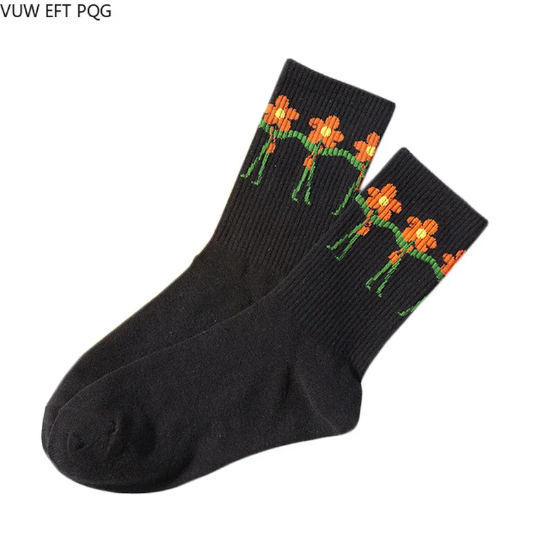 

Girls flower socks pattern cute sunshine red flower fashion casual unique design cotton sock