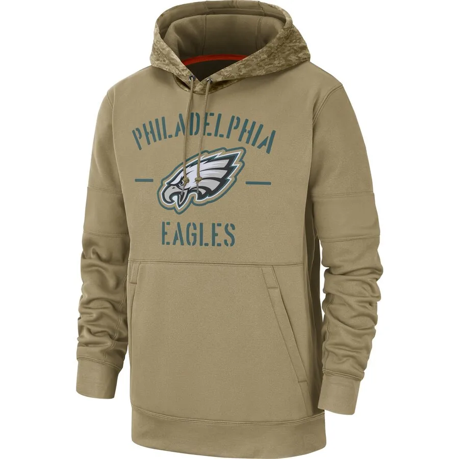 Philadelphia Мужская толстовка для американского футбола Eagles Салют для обслуживания Sideline Therma пуловер с капюшоном - Цвет: Бежевый
