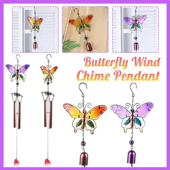 

Bedroom Decor Butterfly Craft Wind Chimes Glass Painted Ornaments Creative Home Wind Bell Chime Pendant Kids Room Decoration