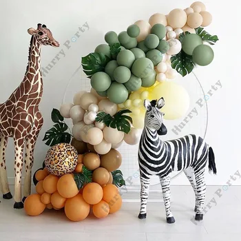 

118Pcs/Set Baby Shower Boy 1St Happy Birthday Party Balloons Decoration Garland Retro Green Peach Leopard Foil Balloon Supplies