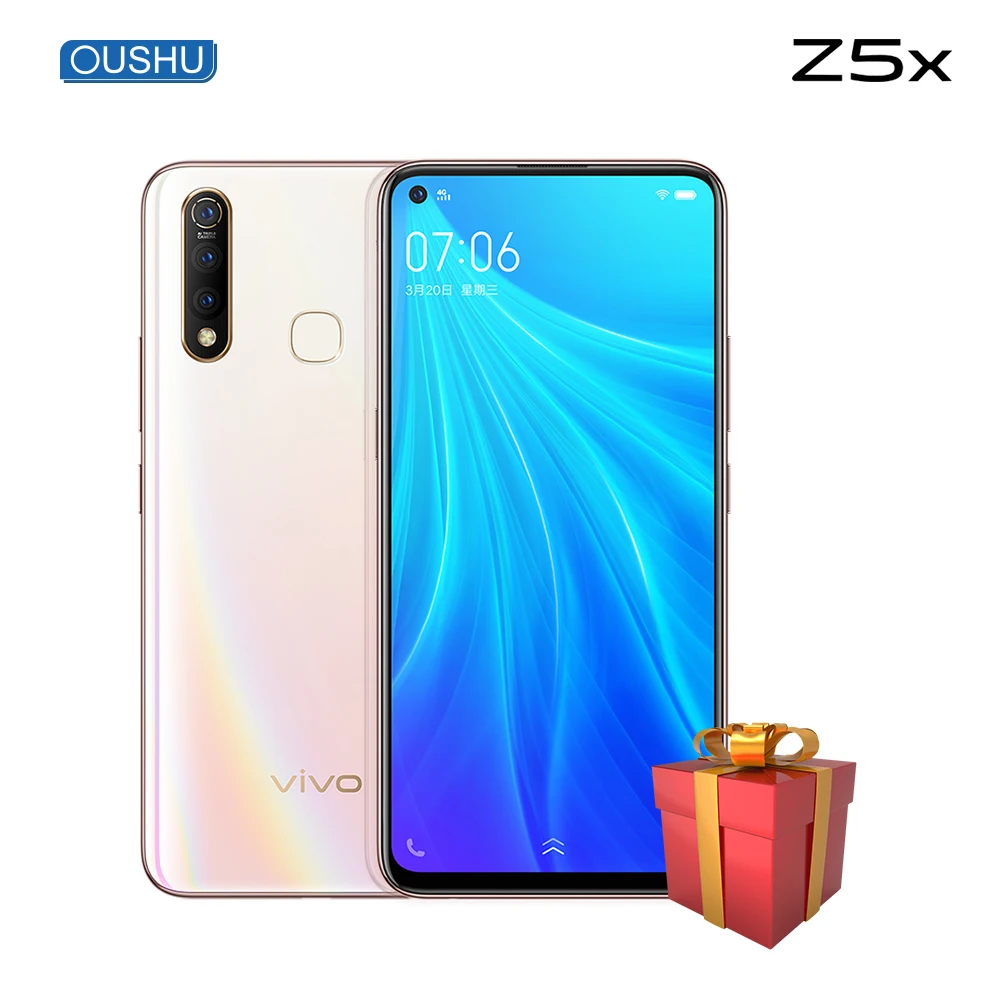 Vivo Z5x мобильный телефон 6G 128G Snapdragon710 Android 9 0 6 53 ”5000mAh аккумулятор 18W SuperVOOC FaceID 16MP