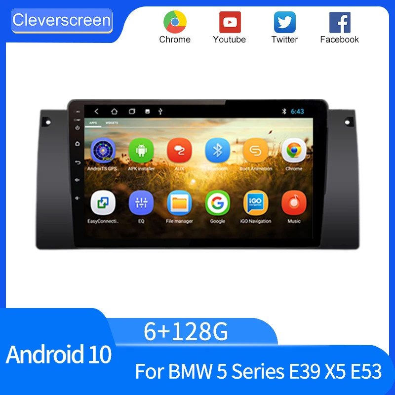 CleverScreen 4G WIFI Carplay для BMW 5 серии E39 X5 E53 Автомагнитола 2 din android авто мультимедиа GPS трек