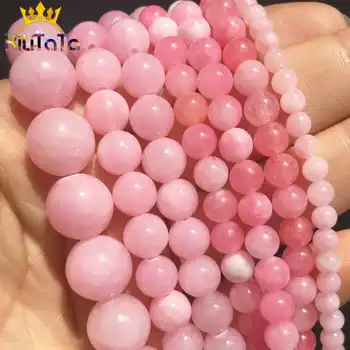 

Natural Pink Jades Beads Round Loose Stone Beads For Jewelry Making DIY Ear Studs Bracelet Charms Accessories 15'' 4/6/8/10/12mm