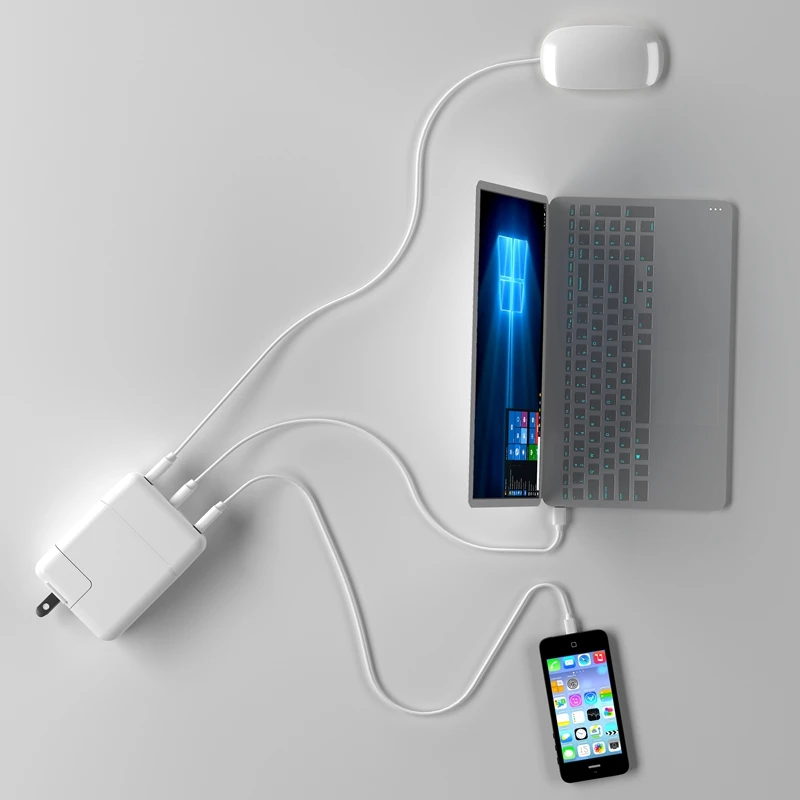 TC04 30 Вт USB-C адаптер питания док-станция поворотный двойной USB3.0+ USB-C интерфейс концентратор для передачи данных и быстрой зарядки для Mac
