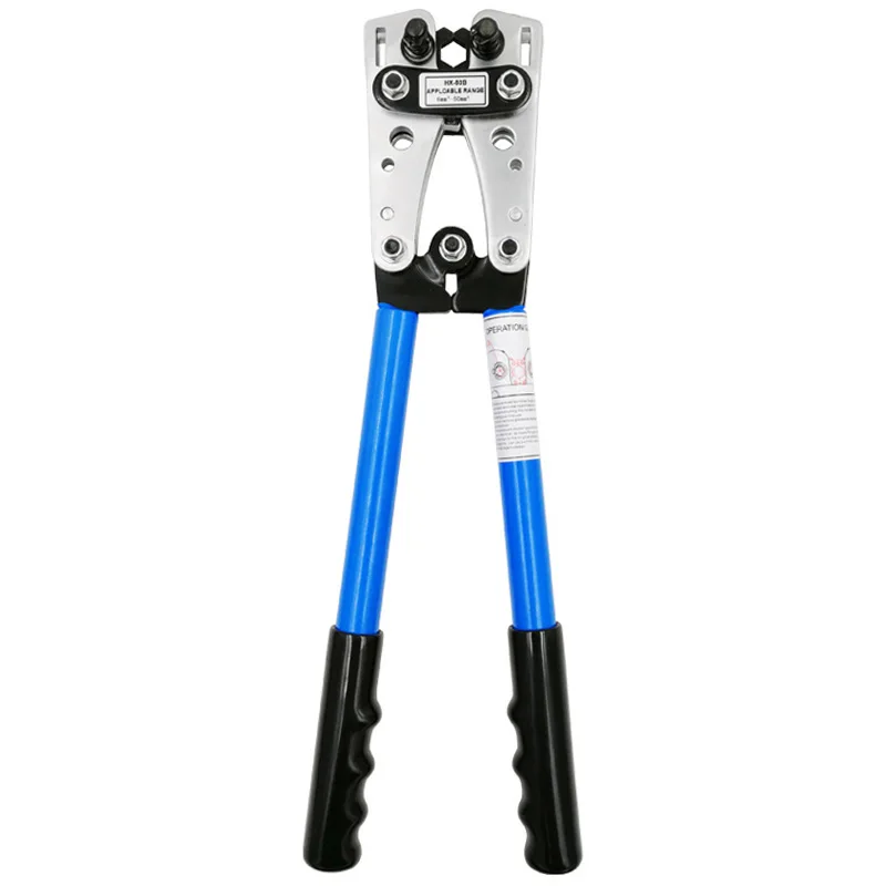 

HX-50B Cable Crimper Cable Lug Crimping Tool Wire Crimper Hand Ratchet Terminal Crimp Pliers for 6-50Mm2 1-10 AWG Wire Cable-Blu