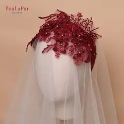 YouLaPan HP264 Свадебная Цветочная повязка на голову кружевная Вышивка Головные уборы Карнавальная тиара жемчужная Свадебная повязка на голову