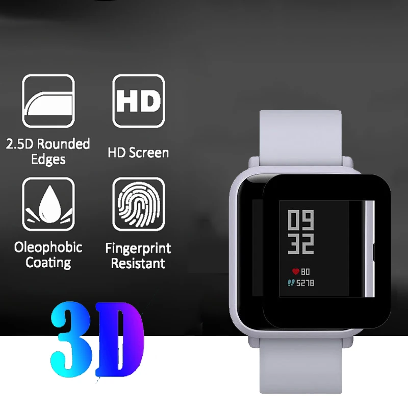 Тонкая пленка для защиты экрана Huami Amazfit bip, чехол из стекловолокна, ультратонкая защитная пленка, полное покрытие, ТПУ, для смарт-часов