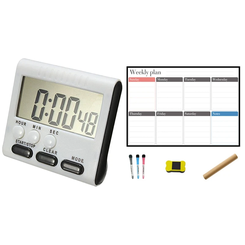 1 Pcs Digital Egg Timer / Kitchen Timer With Loud Alarm & 1 Set Monthly  Week Schedule Refrigerator Magnetic Whiteboard|Fridge Magnets| - AliExpress