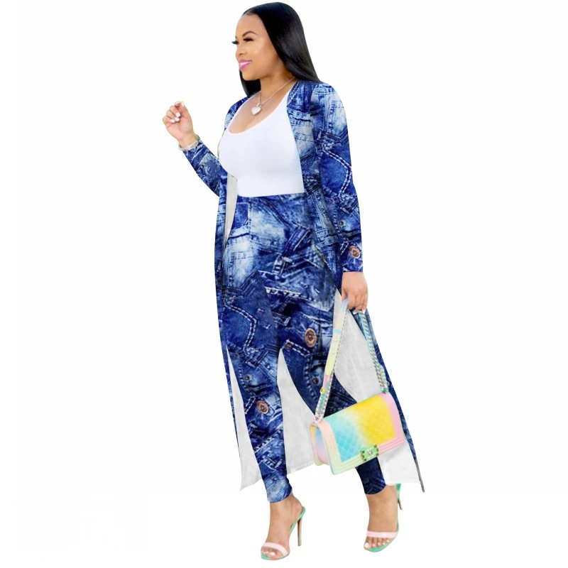 shorts and top set Spring Autumn 2 Piece Set Women Cardigan Long Trench Tops And Bodycon Pant Suit Casual Clothes Boho Sexy Two Piece Outfits 2021 two piece sets