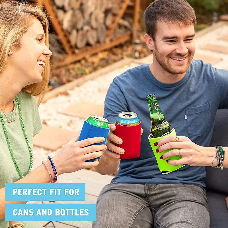 6Pcs/Set Beer Can Cooler Blank Neoprene Can Sleeves Collapsible Insulated Drink Cooler Holders for Beer Water Bottles Drink Cooler Beer Bottle Cooler Beer Cooler