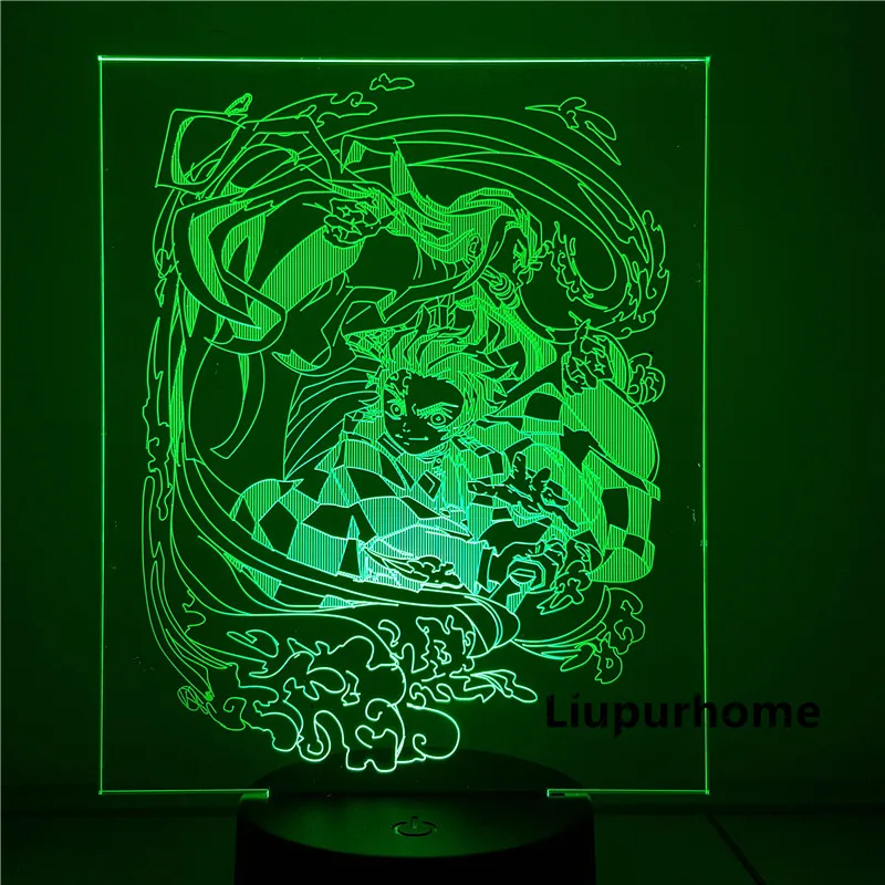 Demon Slayer 3D ночные светильники визуальная Иллюзия светодиодный Изменение Kimetsu no Yaiba Новинка Lampara Tanjirou Nezuko Творческая настольная лампа
