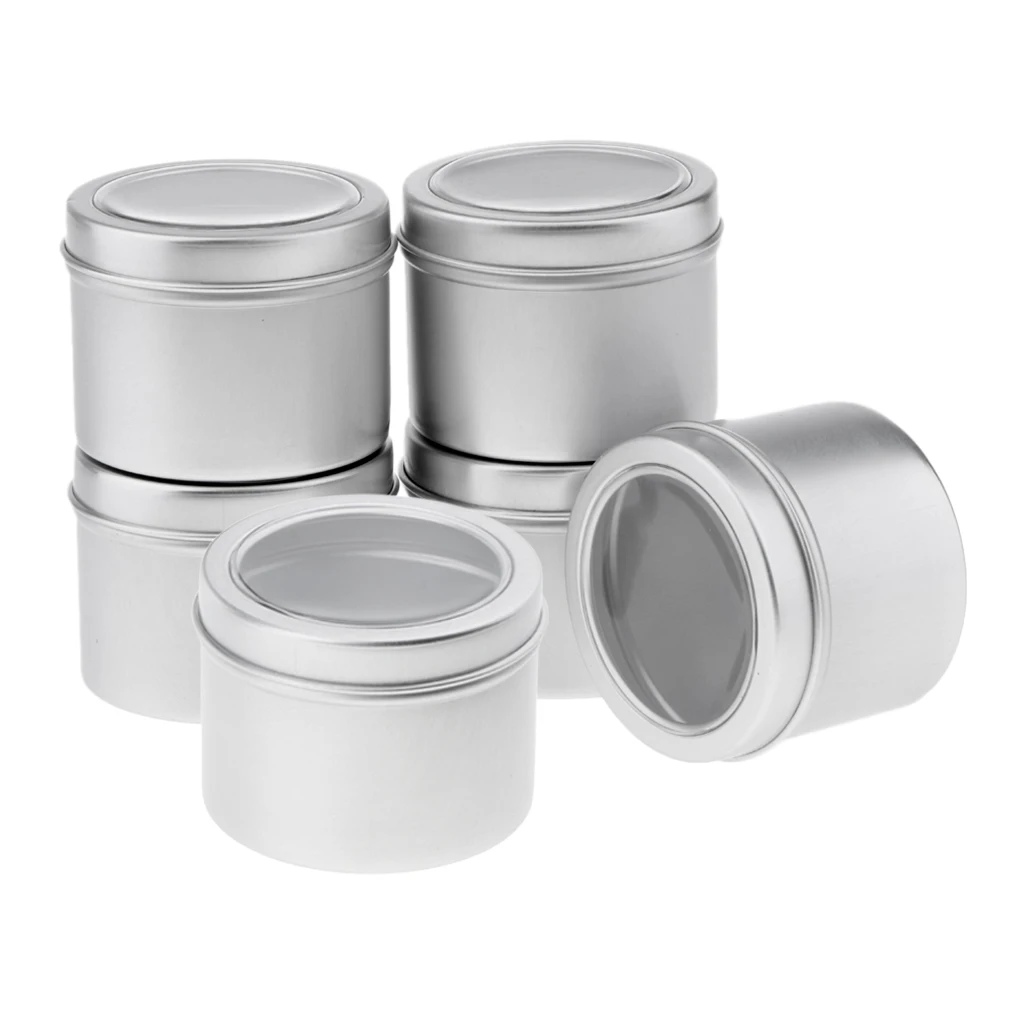 6pcs Aluminum Screw Lid Containers Box Metal Tin Jars For Jewelry ,Cream Gel