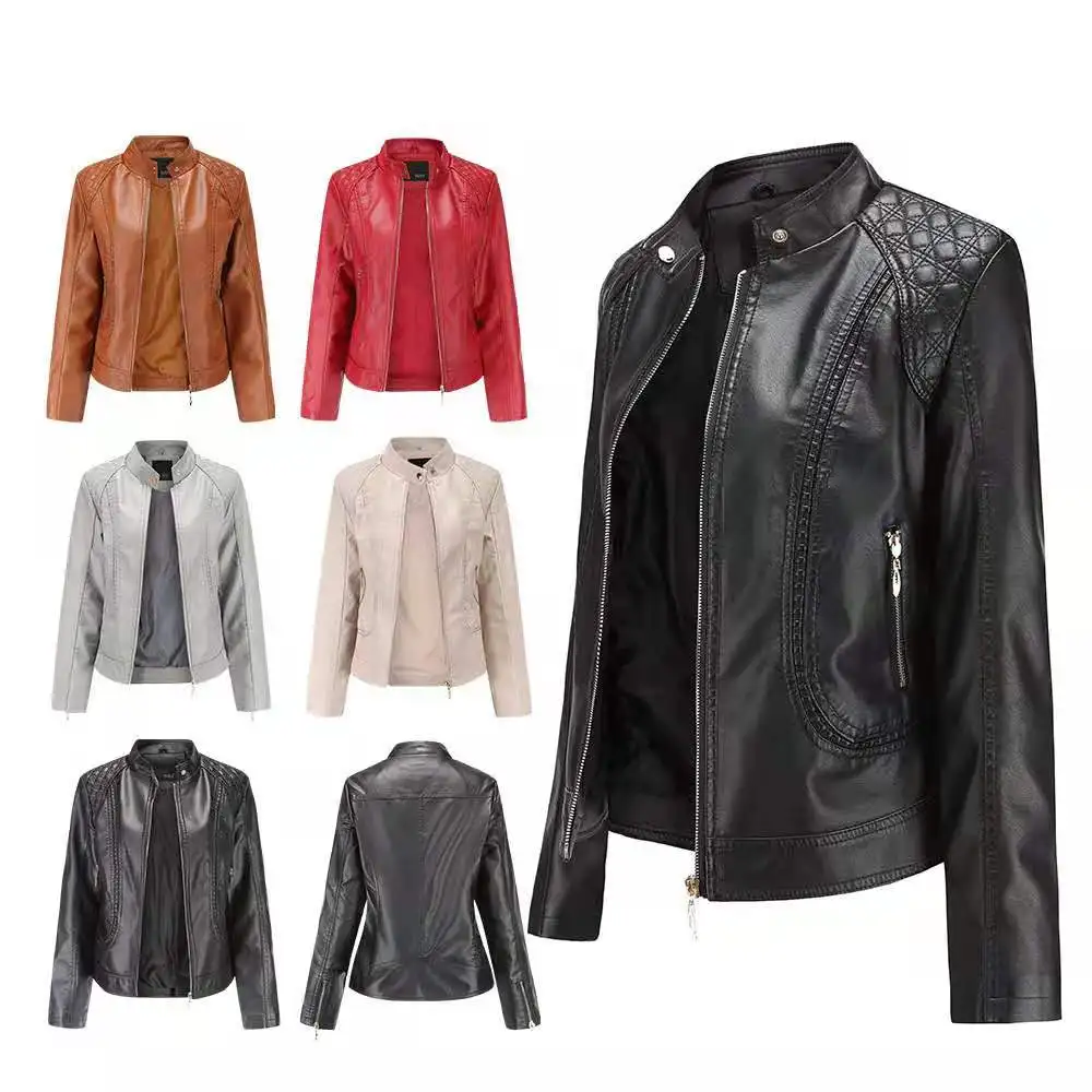 

The new 2019 spring/autumn women's leather jacket has a feminine look