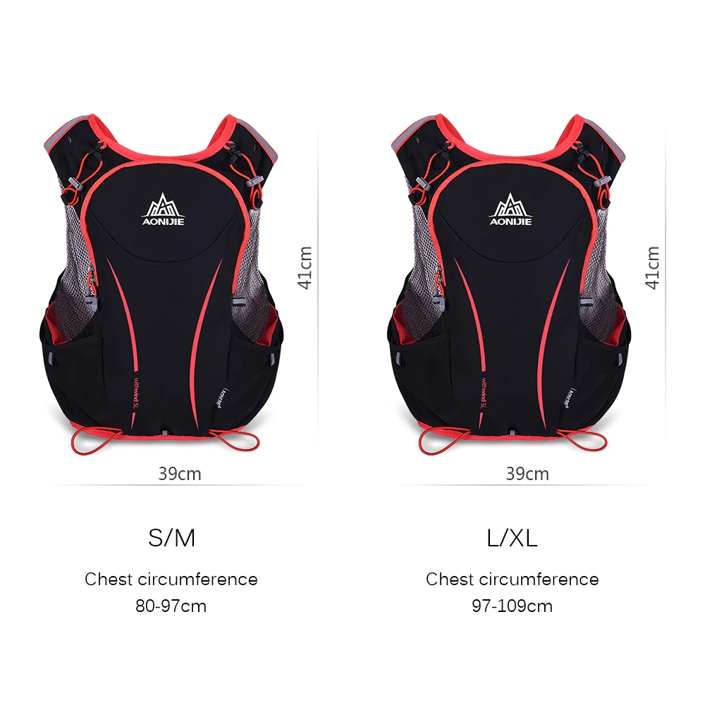 

Unisex Hiking Cycling Vest Bag 5L Outdoor Marathon Hydration Backpack +1.5L Hydration Water Bag Running Bags