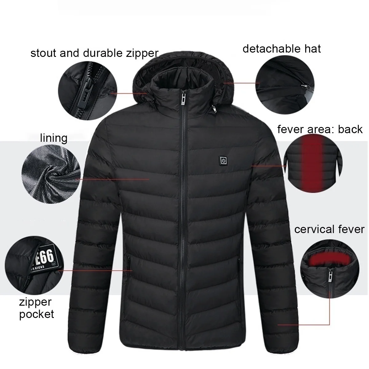  Chaquetas de invierno para hombre con capucha y calefacción por USB abrigos de trabajo con Control 