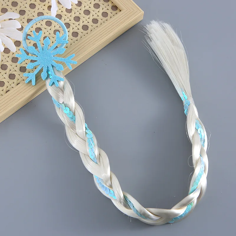 Princess Wig Hair Ropes Cute Girls Princess Twist Braid Elastic Hair Bands Ponytail Headwear Elsa Unicorn Kids Hair Accessories born baby accessories	 Baby Accessories