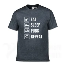 Забавная футболка с надписью «Eat Sleep PUBG Repeat Battle Game», 16 цветов, хлопковая футболка с короткими рукавами, новая модная футболка уличная одежда унисекс