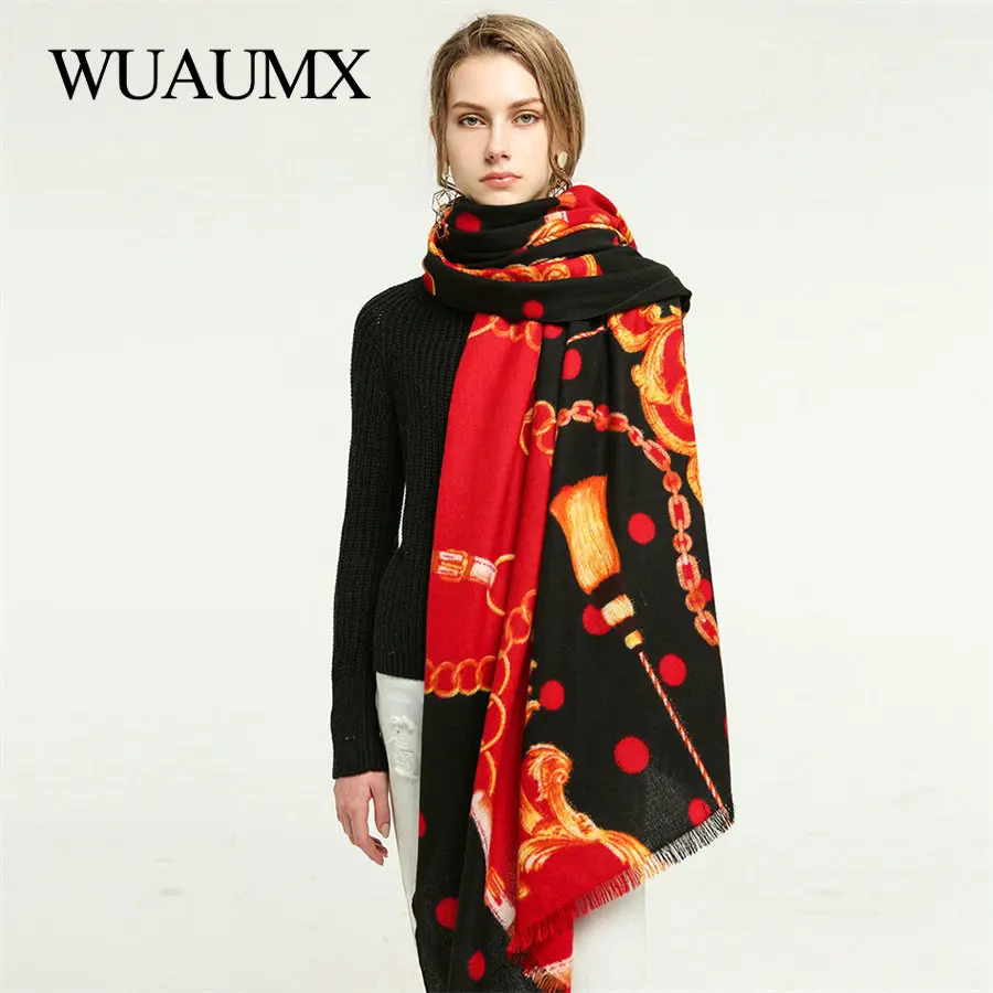 Wuaumx осень зима для женщин шарф Кашемир Лоскутное полосы шарфы для леди одеяло западный стиль обертывания шали Теплый шейный платок