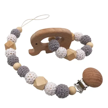 

Hot Sale 2Pcs Baby Rattle Cotton Teething Bracelet Set Can Chew Toys for Newborns Crochet Beads Stroller Toy Fo Baby Gift