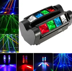Mini lumière araignée LED RGBW à tête mobile, 8 yeux, éclairage de scène avec tête mobile, effet DJ, pour scène, Bar, boîte de nuit 