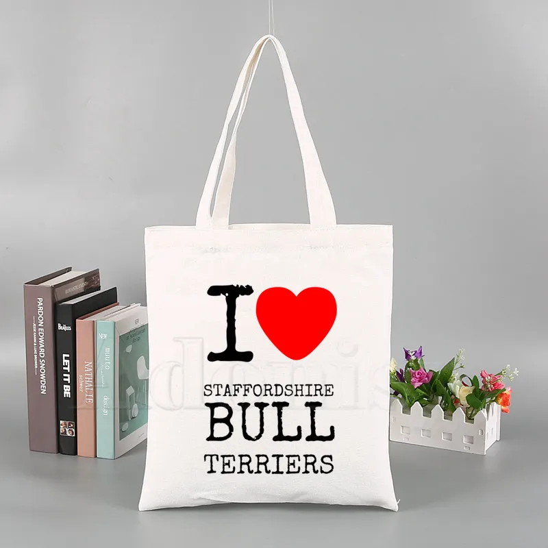 

Bull Terrier Dog Pet Animal Funny Canvas Shoulder Bag Female Harajuku Funny Large-capacity Eco Environmental Shopper Bag