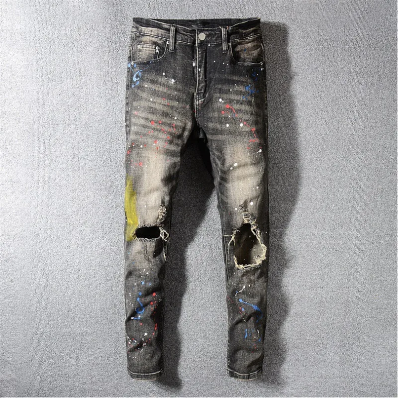 

New 2019 men's hole fashion jeans slim Hip-hop men jeans big size