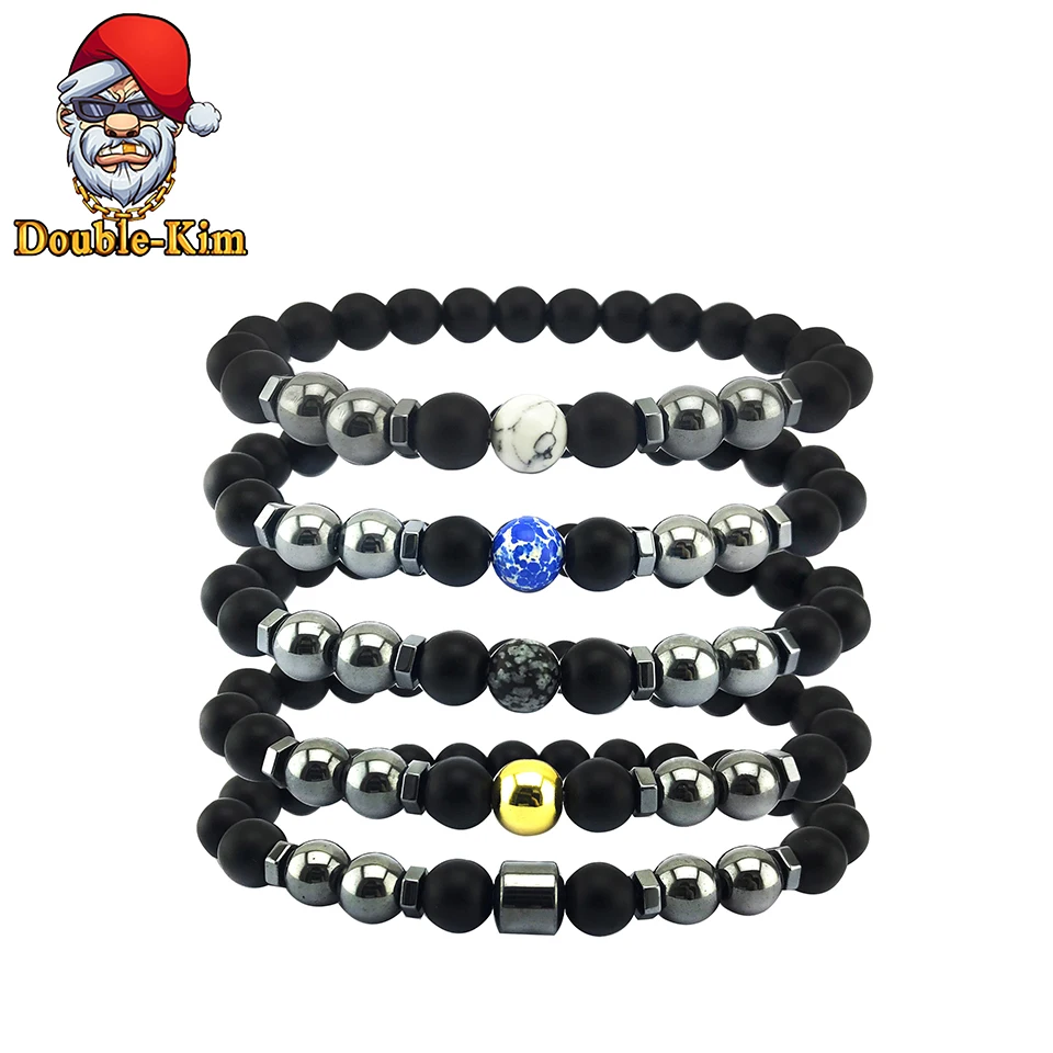 

The Natural Stone Bead Bracelet Rock Hip-Hop Rock Street Culture Colorful Stone Man Bracelet Fashion Trendy Men Jewelry Gift