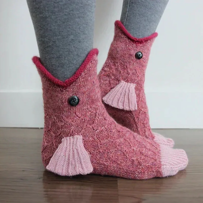 Christmas Stockings Shark Fish Chameleon Crocodile Knit Cute Unisex Novelty Winter Warm Floor Knitting Gifts for Woman Man christmas stockings sushi socks