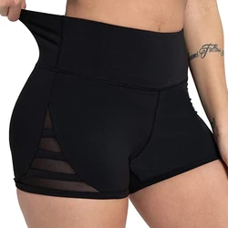 Calção esportiva feminina, de poliéster, com elástico, para academia, treino, justa, verão 2021