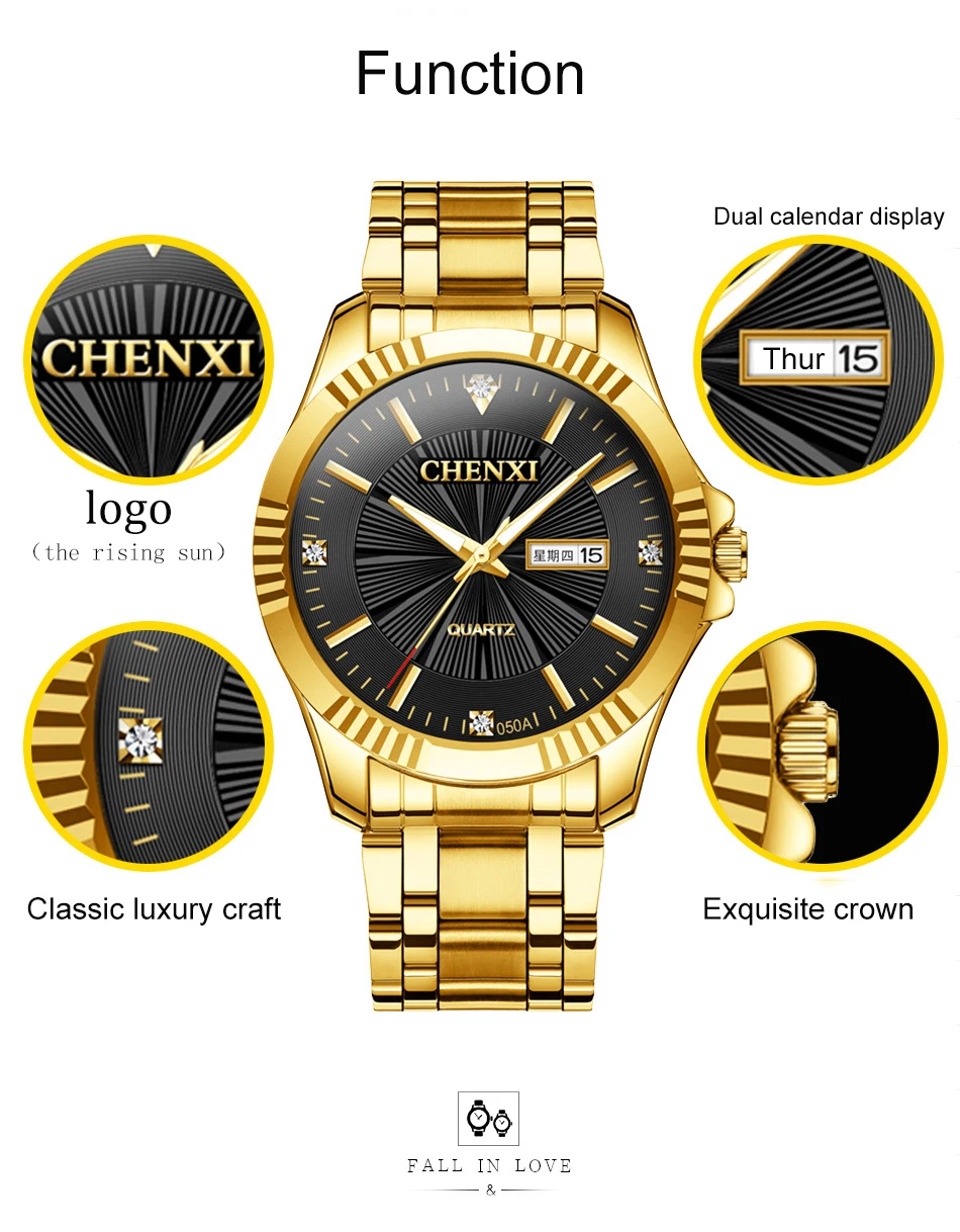 Chenxi casal relógios 2019 nova moda amante