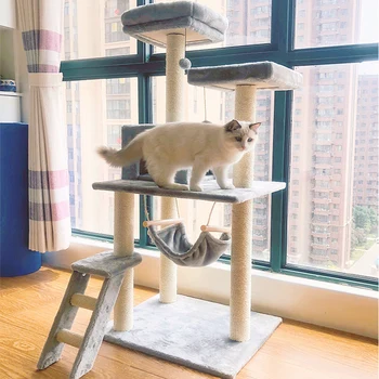 

Cat climbing frame bold cat shelf cat tree cat litter integrated villa cat climbing frame with nest small sky diving platform