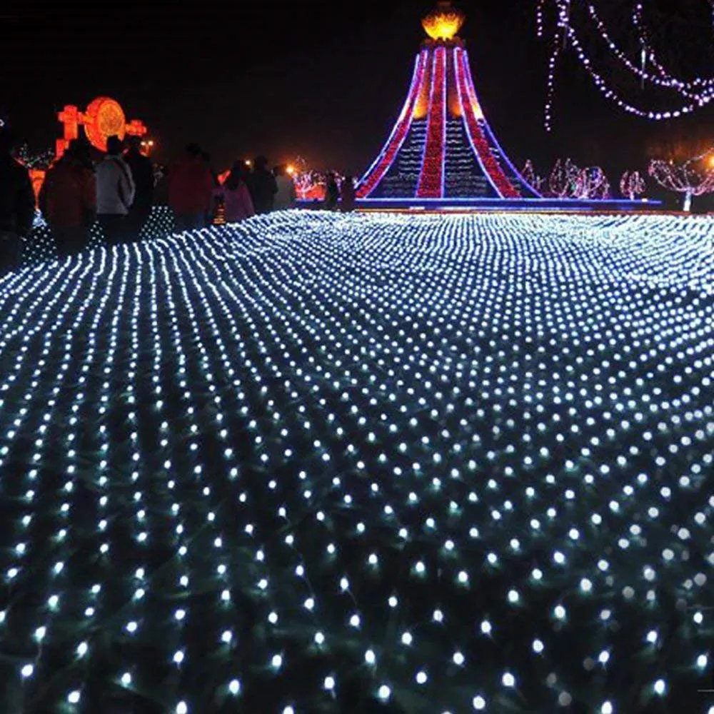 Cortina da Janela Luzes para o Natal de Casamento Luz da Corda Solar Powered Malha 1.1x1.1m 2x3m Início Jardim Decoração Led Net 17 Lâmpadas solares