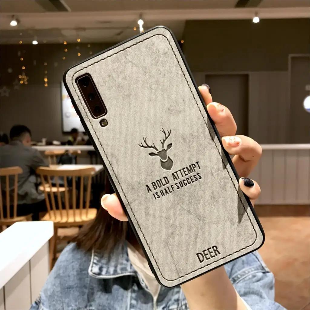 Олень ткань мягкий силиконовый чехол для Samsung Galaxy A7 A6 плюс A8 A9 S10 S10E S9 S8 Примечание 10 9 8 Caso Fundas, чехлы для телефонов - Цвет: Серый